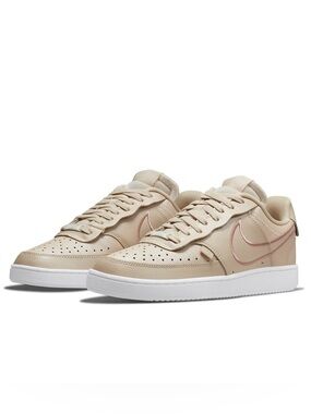 NIKE Court Vision Low Premium Women’s  Sneakers - Metallic Swoosh - Size 8